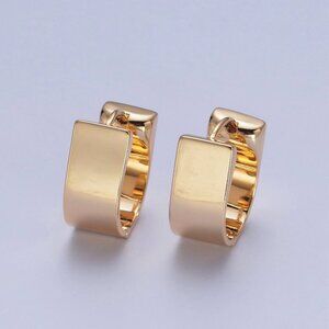 24K Gold Filled Minimalist Geometric Thick Huggie Hoops Earrings, Minimalist
